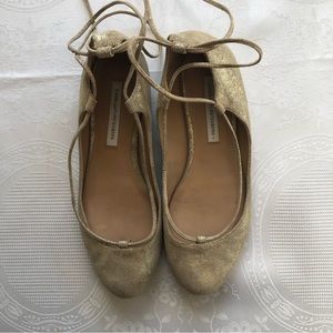 Diane Von Furstenberg Paris Ankle Wrap Flat Ballet Shoes Women’s Size 7.5M